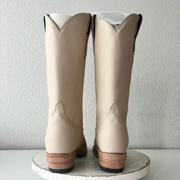 Lane Emma Jane Women’s Cream Western Boots Size 7.5 Tall Snip Toe Cowboy Pull On - Picture 3 of 11